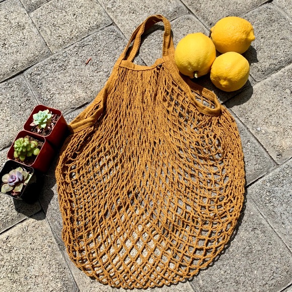 ✨GOLDEN BROWN FRENCH STRING NET MARKET BAG✨ - Picture 2 of 7